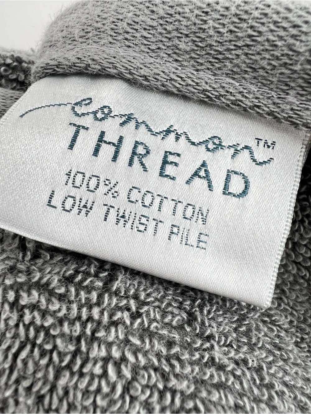 Common Thread Bath Towel Set Grey White Quick Dry Low Twist Cotton 6 Pc NEW